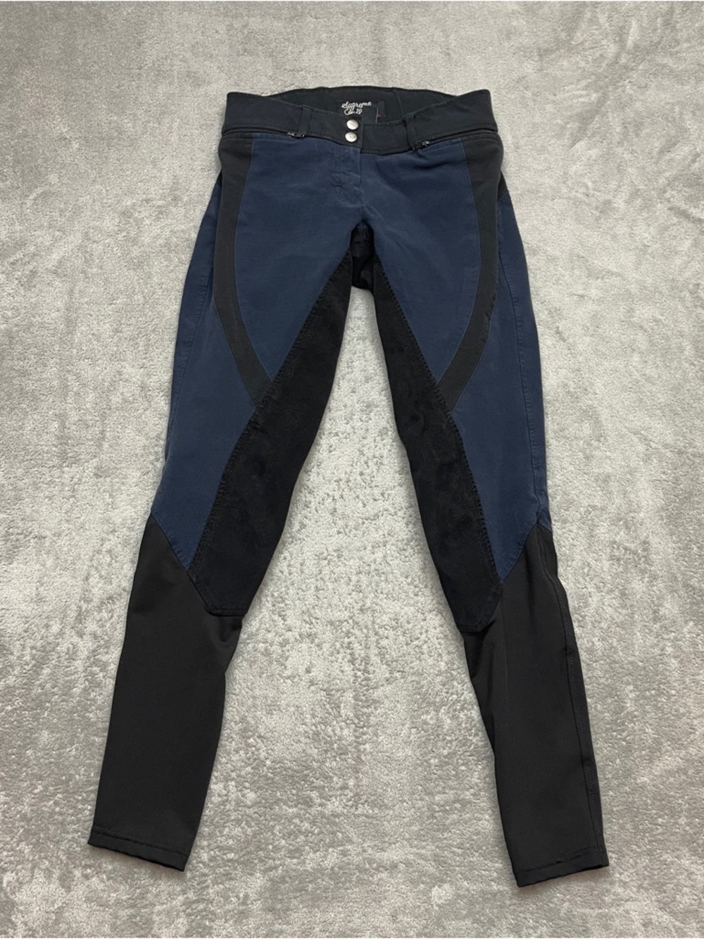 HORZE Riding Pants Womens 24 XS Blue Black Equestrian Full Seat Stretch